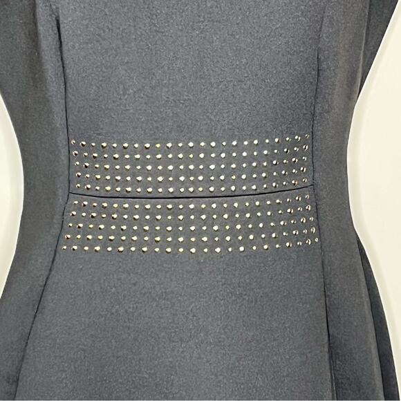 KARL LAGERFELD Black Studded Scuba Sheath Dress Size 4 Cocktail Party Designer - Picture 4 of 7